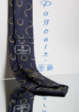 Pagoni "Mesologhi Collection" Silk Printed Tie – Navy Blue