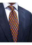 Pagoni "Greek Column Collection" Silk Printed Tie – Royal Blue & Orange