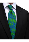 Pagoni "Greek Column Collection" Silk Printed Tie – Lime & Electric Blue