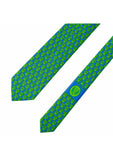 Pagoni "Greek Column Collection" Silk Printed Tie – Lime & Electric Blue