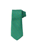 Pagoni "Greek Column Collection" Silk Printed Tie – Lime & Electric Blue