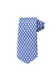 Pagoni "Greek Column Collection" Silk Printed Tie – Cerulean Blue & White