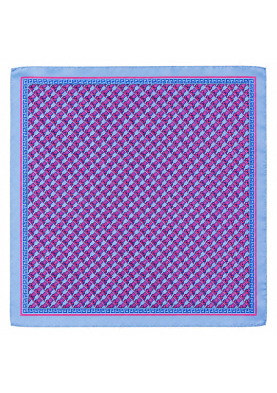 BPF "Greek Column Collection" Silk Pocket Square (Pochette) – Fuchsia & Blue