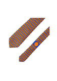 Pagoni "Greek Column Collection" Silk Printed Tie – Royal Blue & Orange