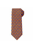 Pagoni "Greek Column Collection" Silk Printed Tie – Royal Blue & Orange