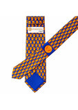 Pagoni "Greek Column Collection" Silk Printed Tie – Royal Blue & Orange