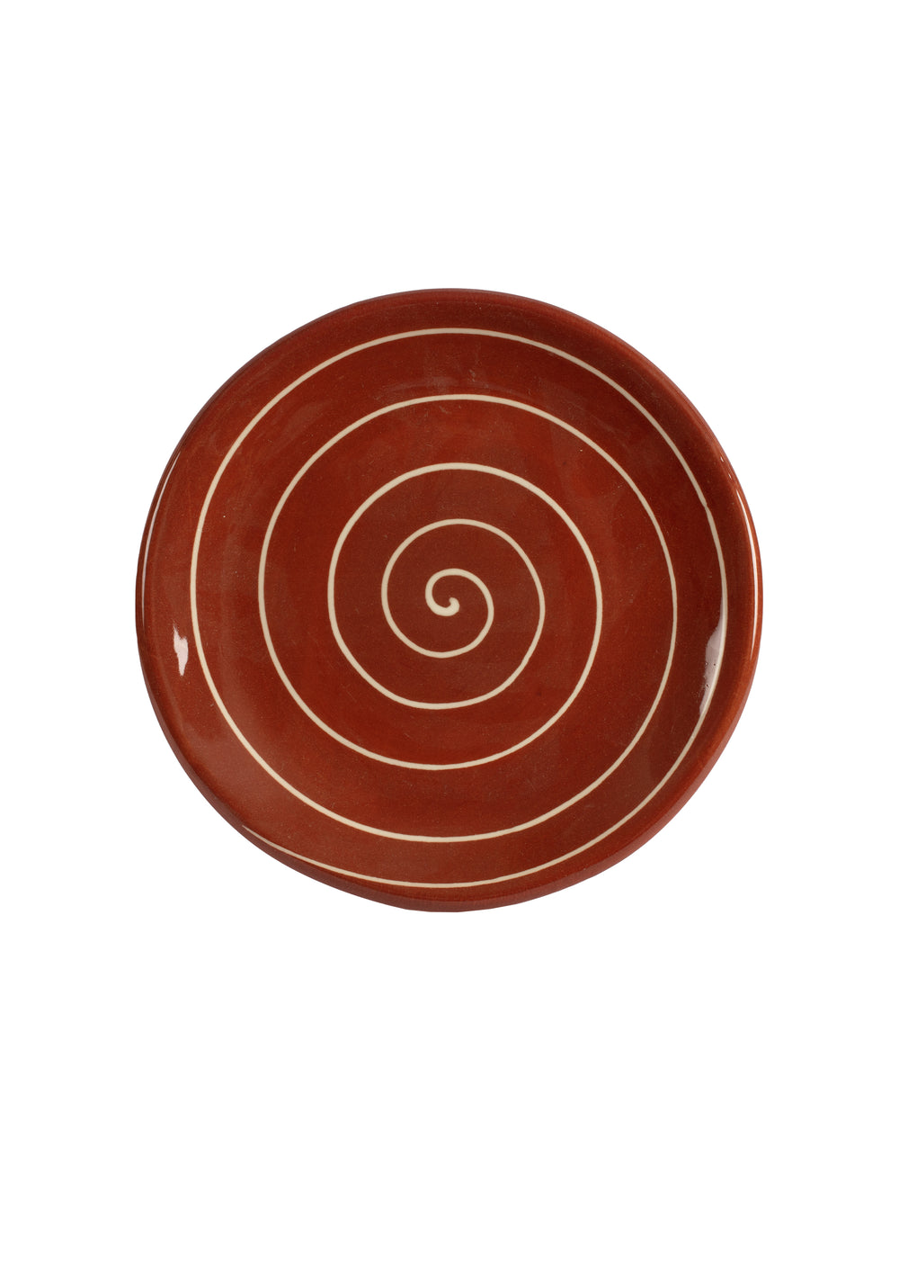Clay plate with white spiral