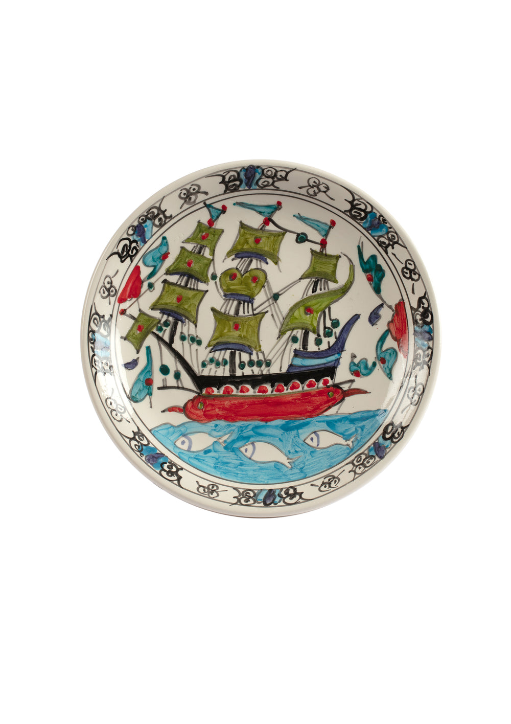 Plate with sail vessel