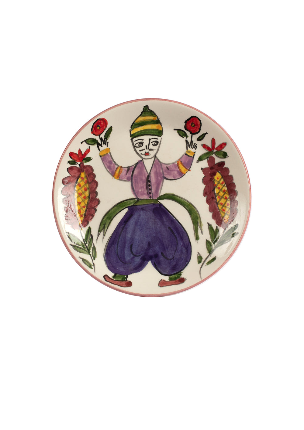 Ceramic plate with a man wearing a "vraka"