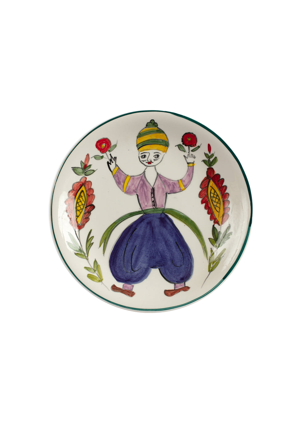 Ceramic plate with a man wearing a "vraka"
