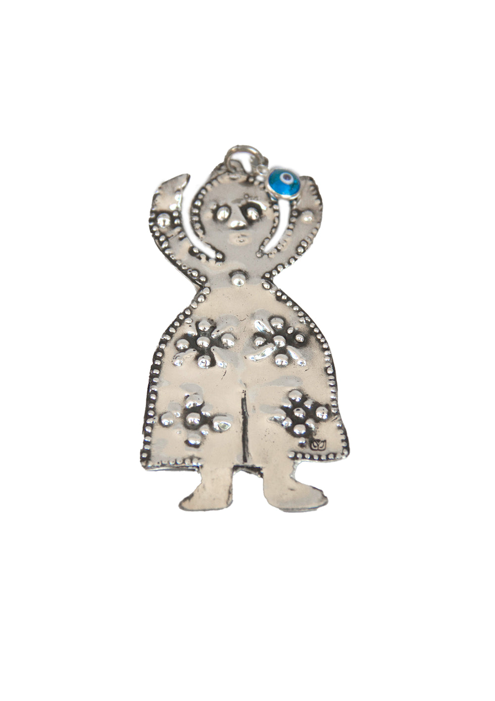 Votive offering of a human figure with repoussé flowers