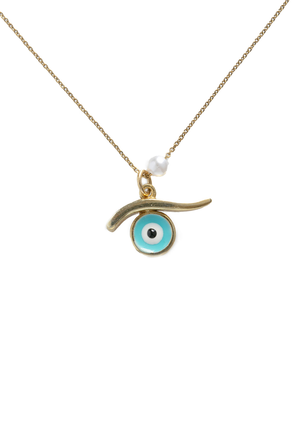 Gilt glass evil eye bead pendant