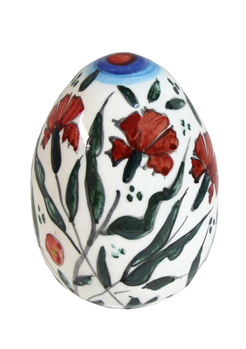 Ceramic egg with flowers (carnations)